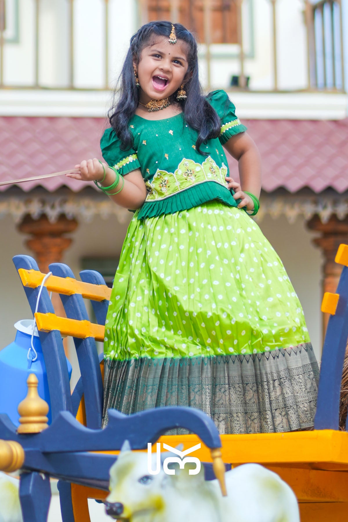 Baby Kamdhenu Sea Green Lehenga Set