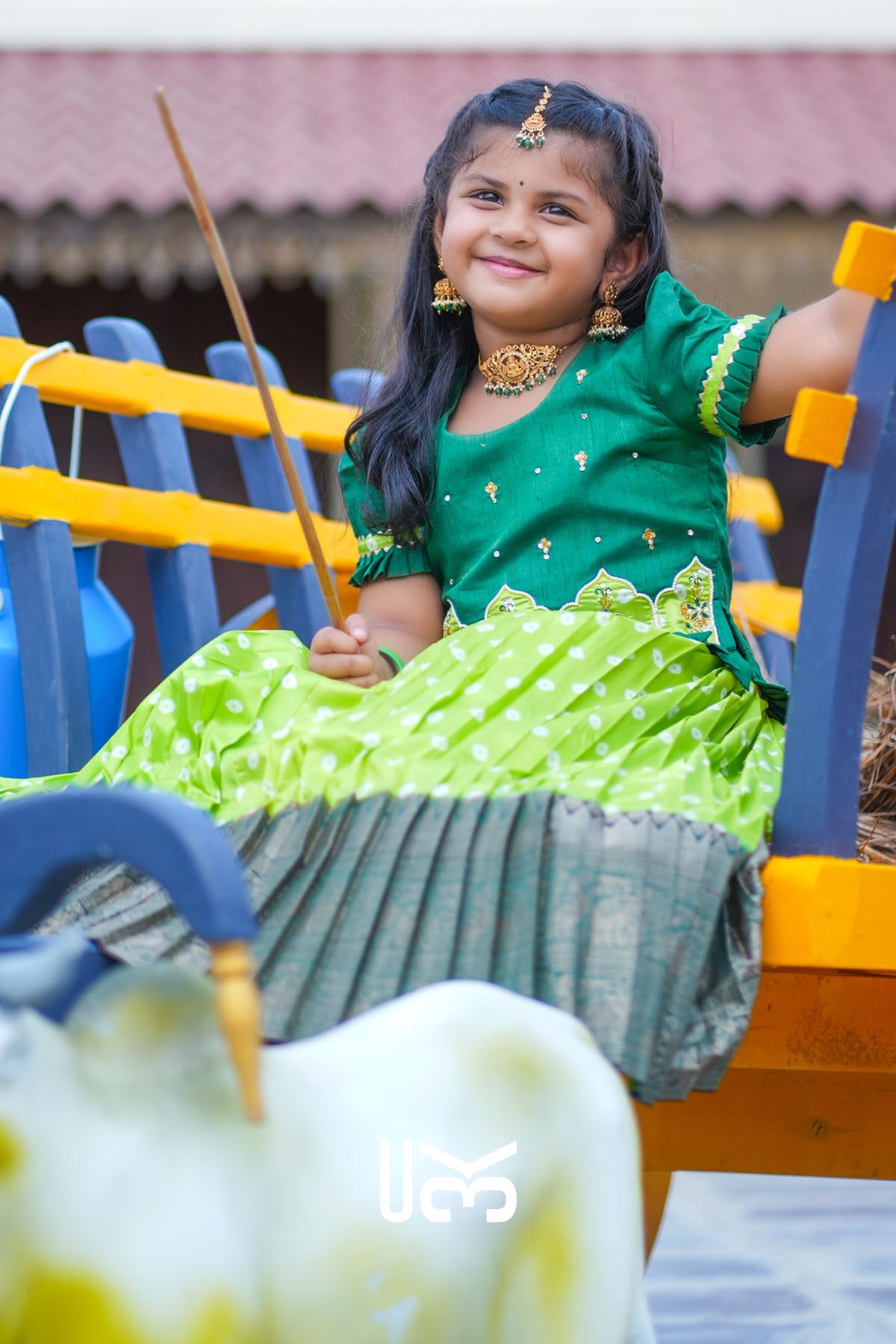 Baby Kamdhenu Sea Green Lehenga Set