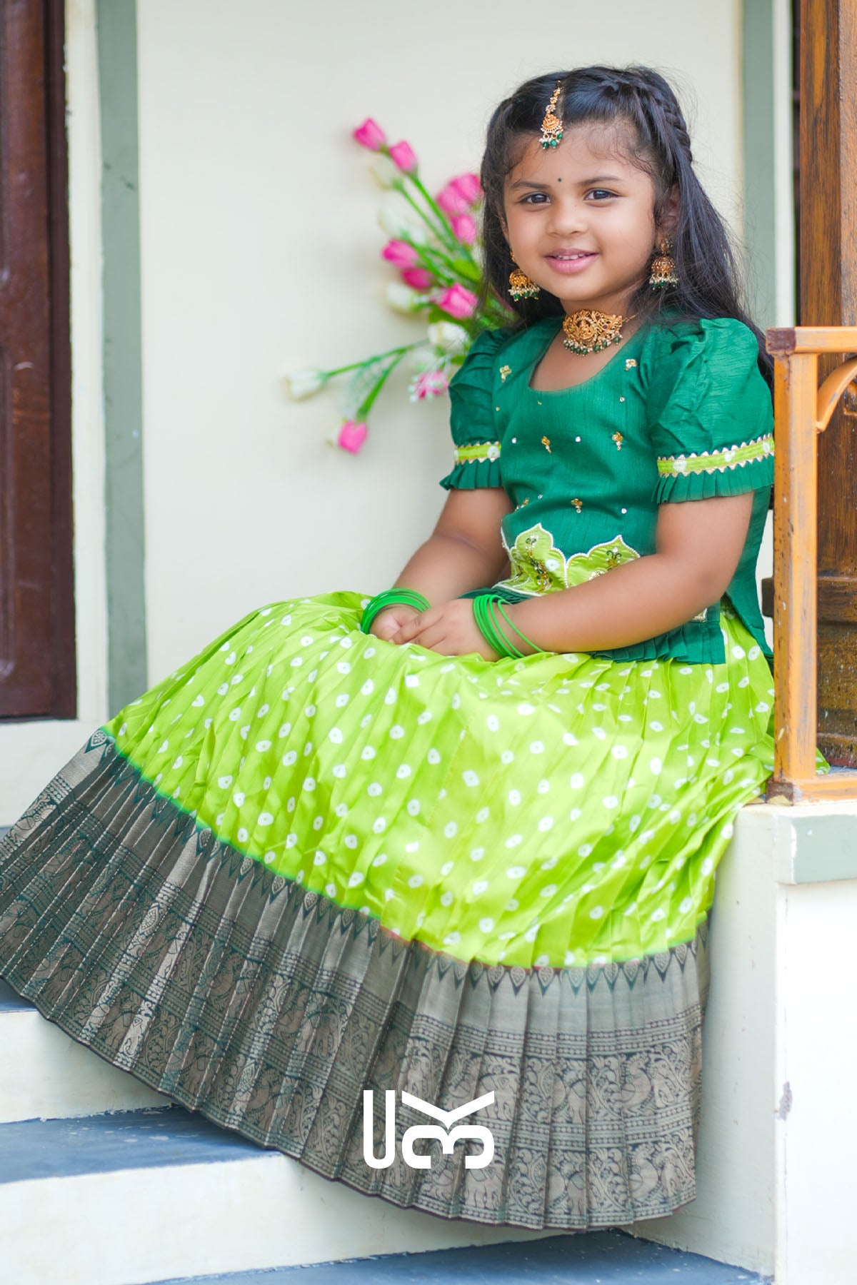 Baby Kamdhenu Sea Green Lehenga Set