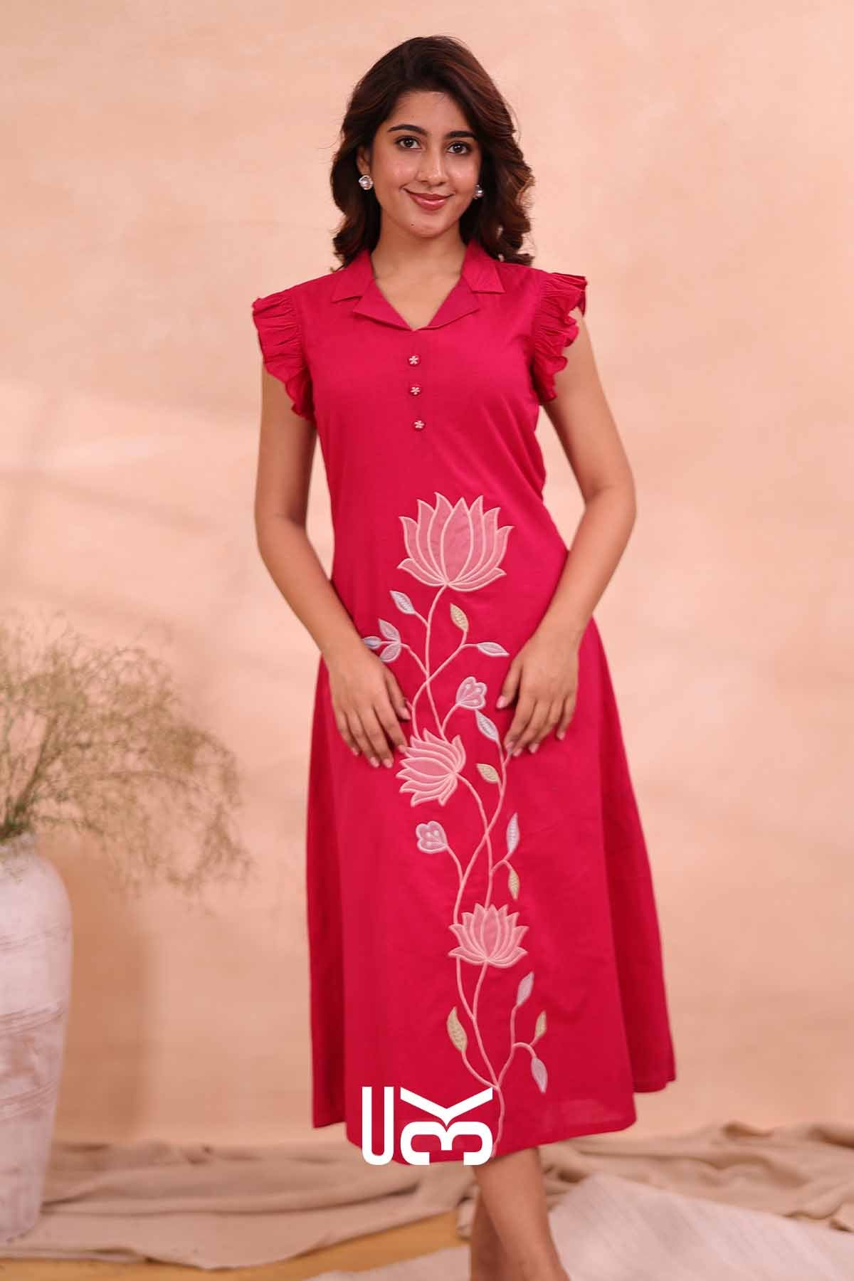 Fuchsia Flora|Rani Midi Dress