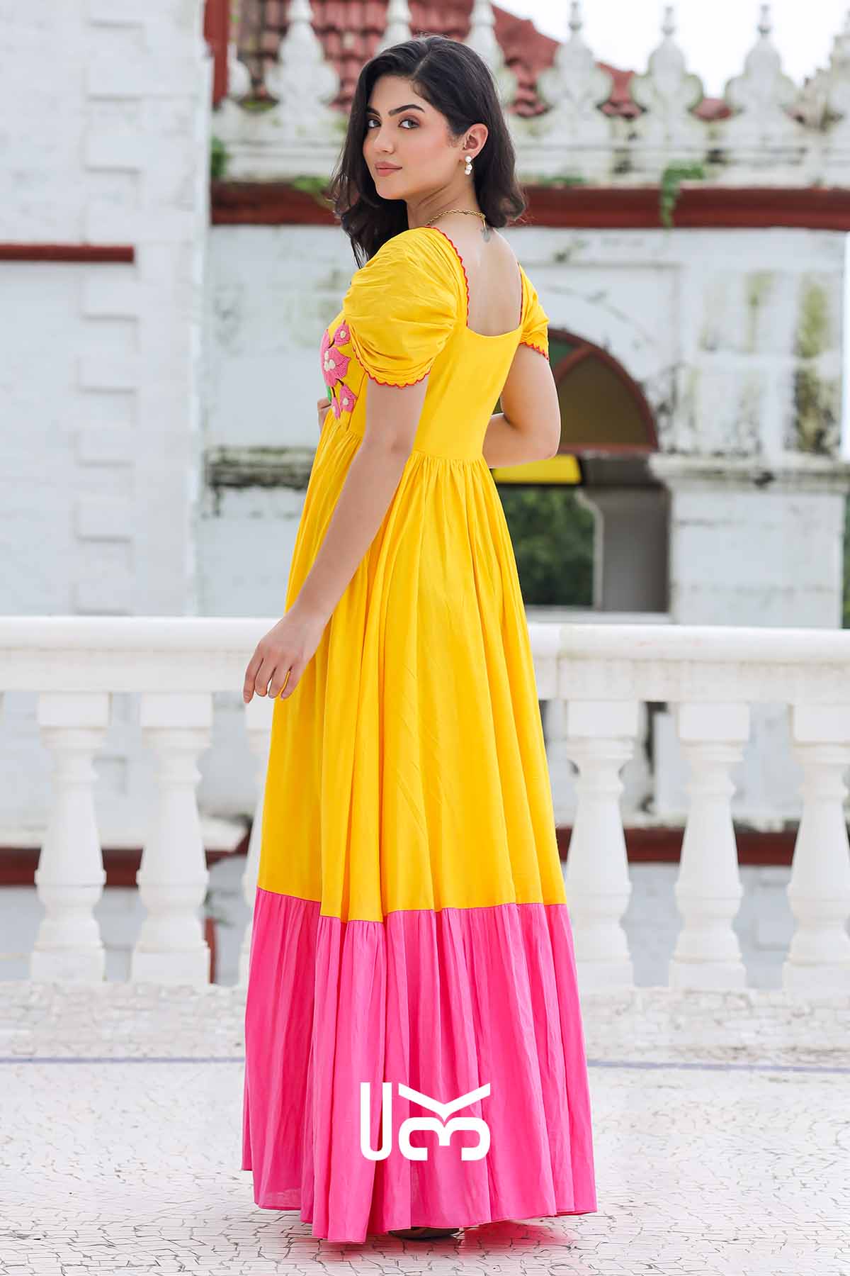 Daffodil Dream Yellow Long Cutwork Maxi Dress