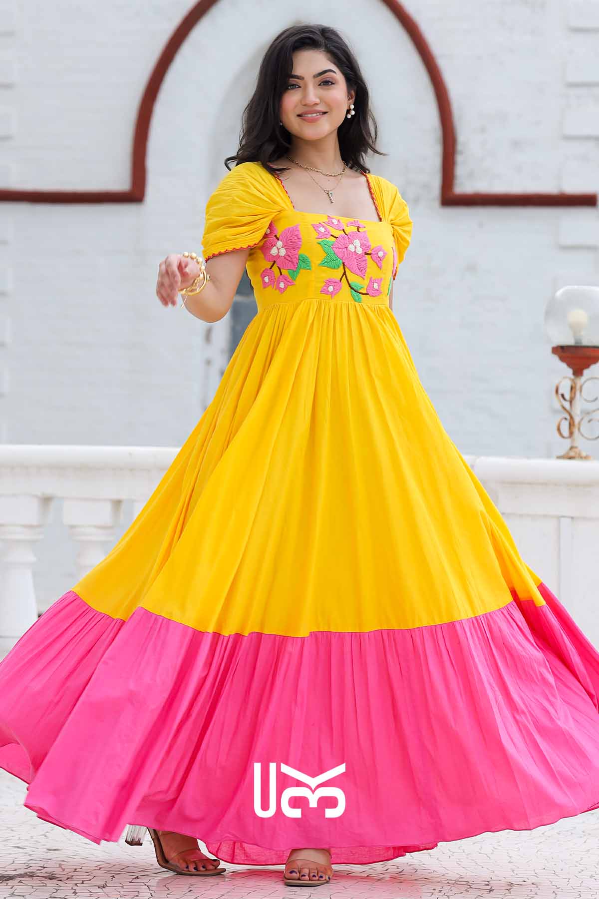 Daffodil Dream Yellow Long Cutwork Maxi Dress