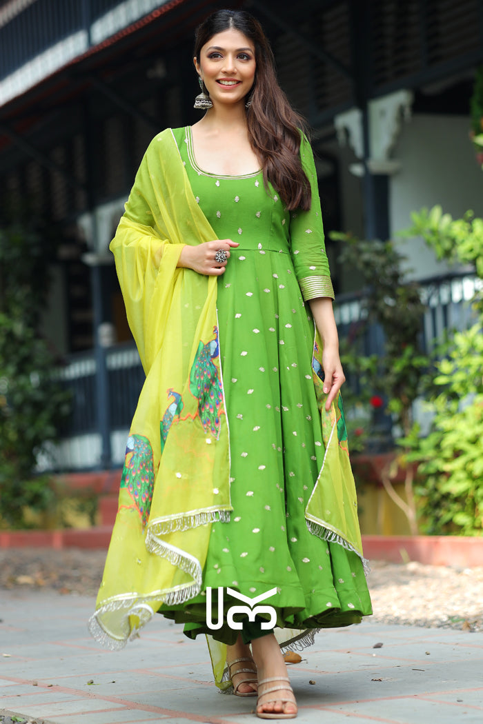 Popinjay Green Anarkali Set