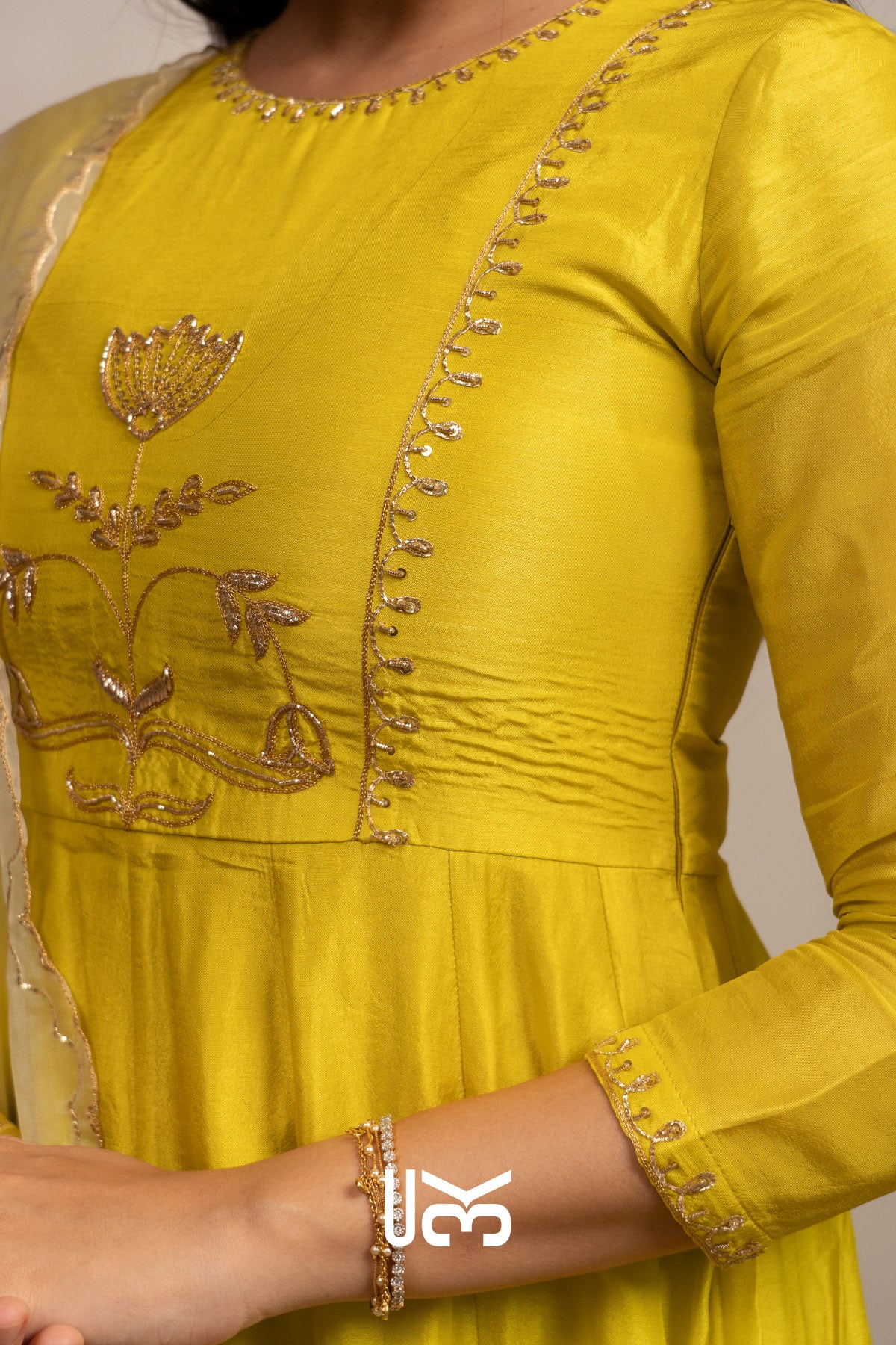 Gul Aangan Anarkali Set (Dress) in Yellow