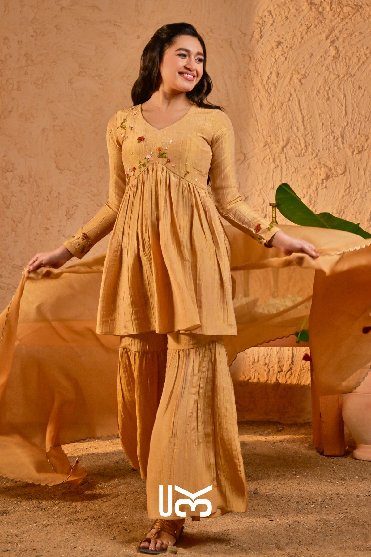 Kanak Sharara Suit (Dress) in Gold