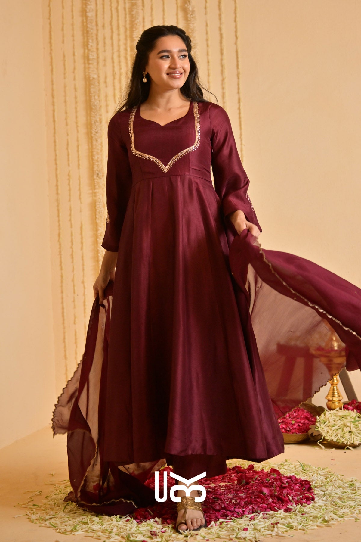Mehroonvani Anarkali Set (Dress) in Marsala