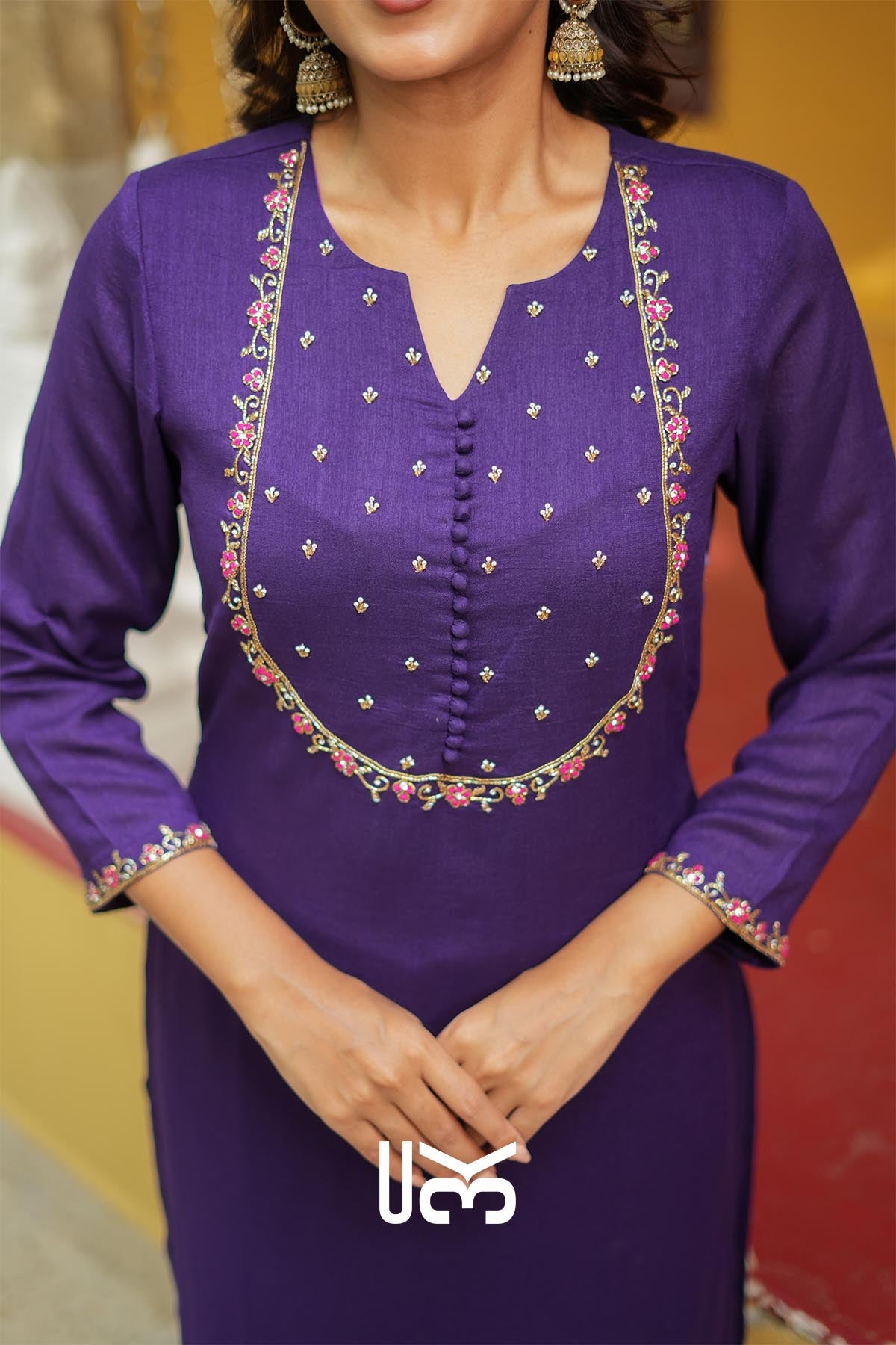 Raaya | Royal Purple Kurta Set with Contrast Dupatta for Festive Gatherings