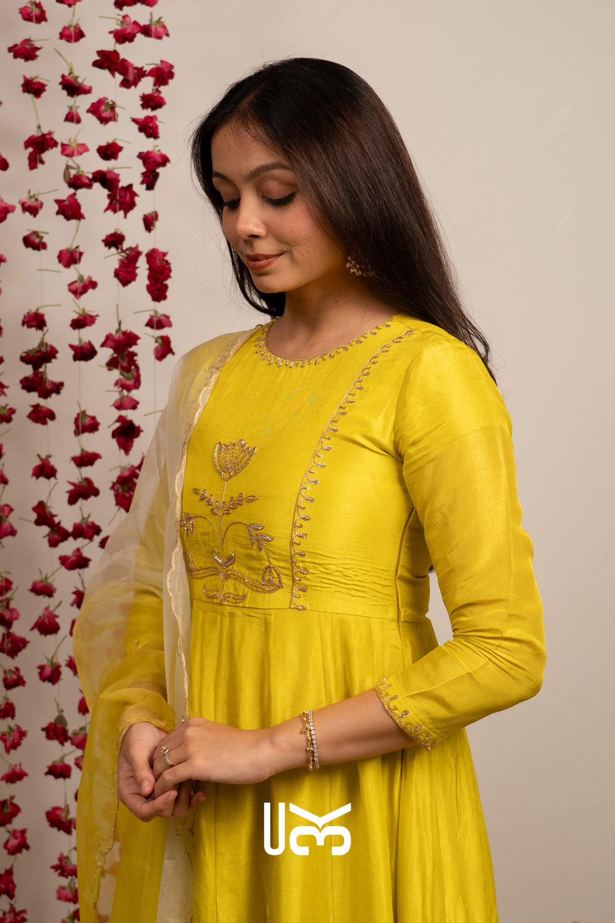 Gul Aangan Anarkali Set (Dress) in Yellow
