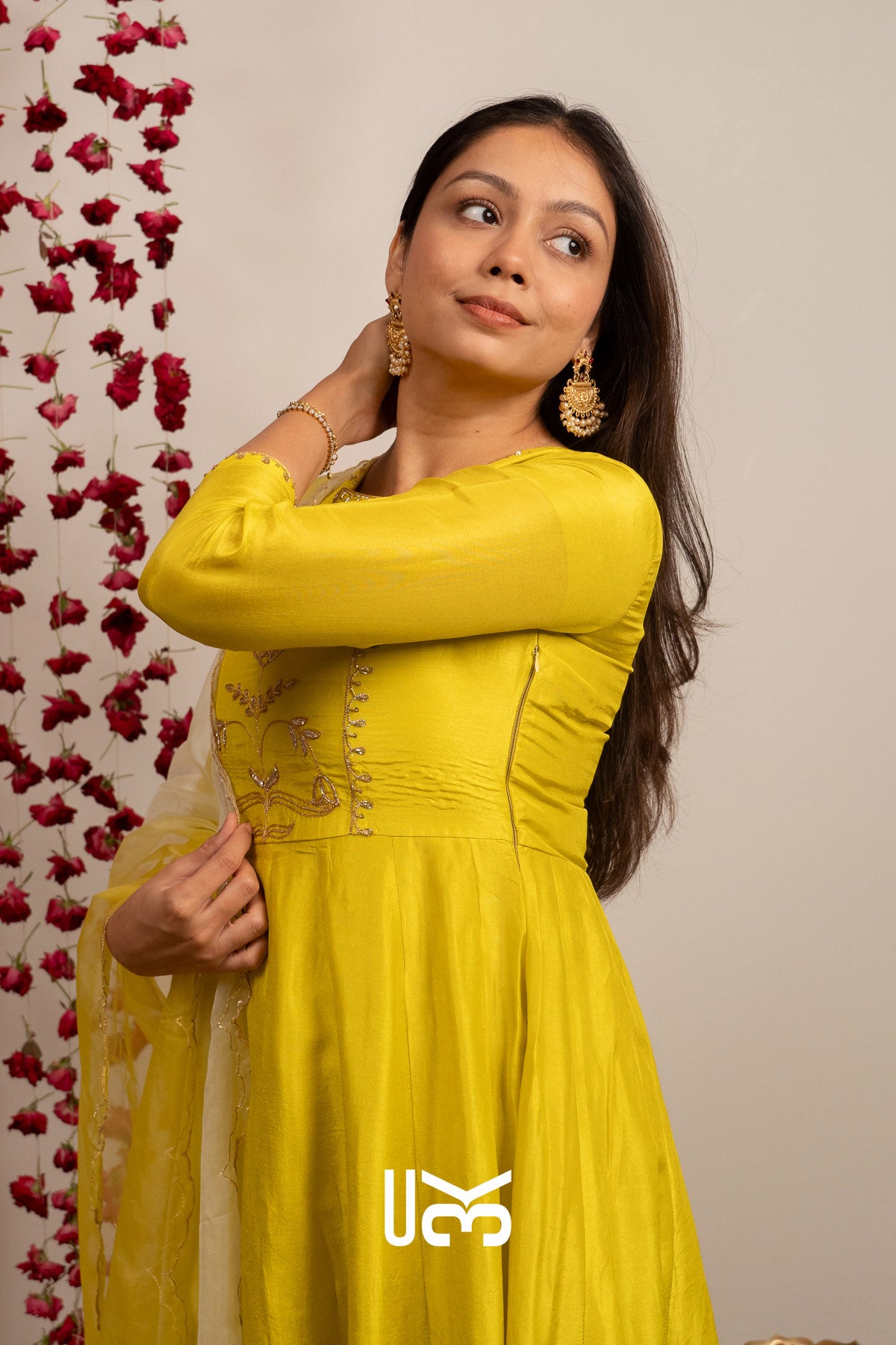 Gul Aangan Anarkali Set (Dress) in Yellow