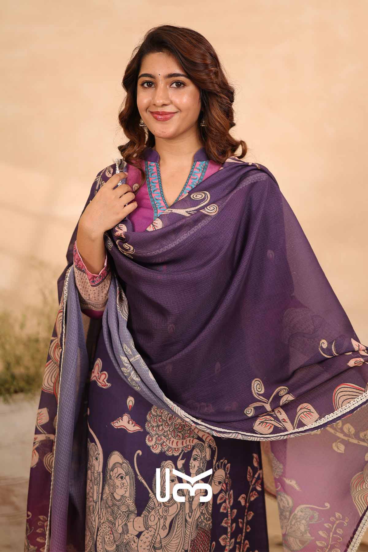 Vatika| Purple Cotton Kalamkari Print Kurta Set