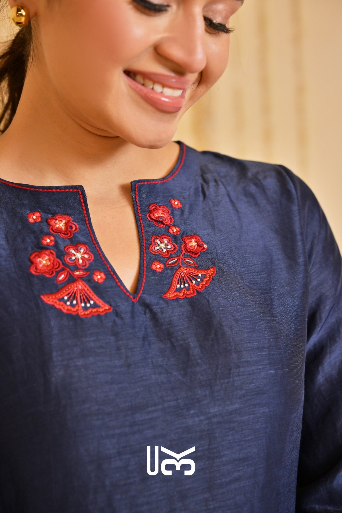 Tatvaneel Linen Kurta Set (Dress) in Deep Blue