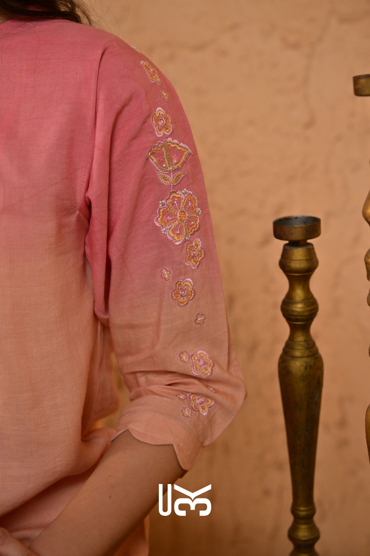 Peach Pankh Linen Kurta Set (Dress) in Ombre