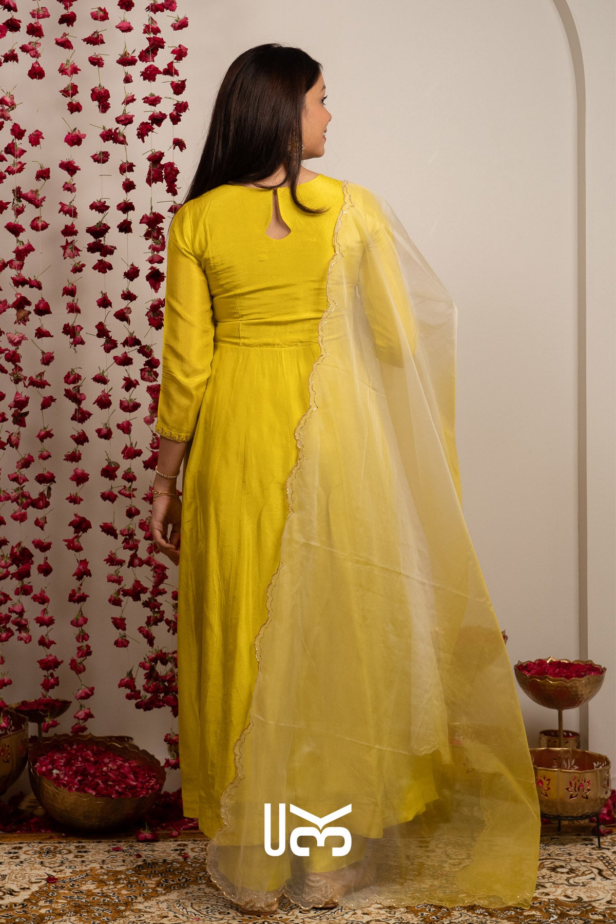 Gul Aangan Anarkali Set (Dress) in Yellow