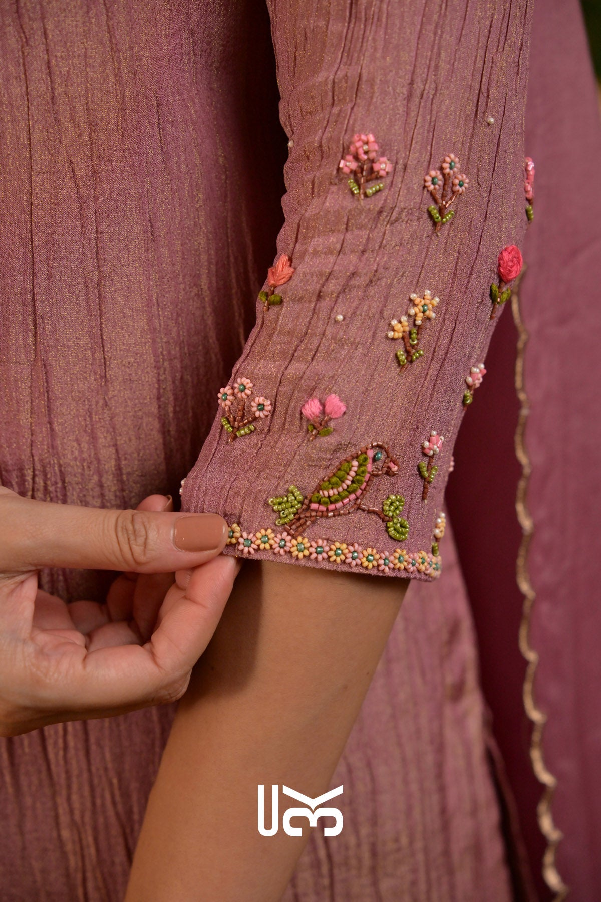Phoolkari Kurta Plazo In Lavender