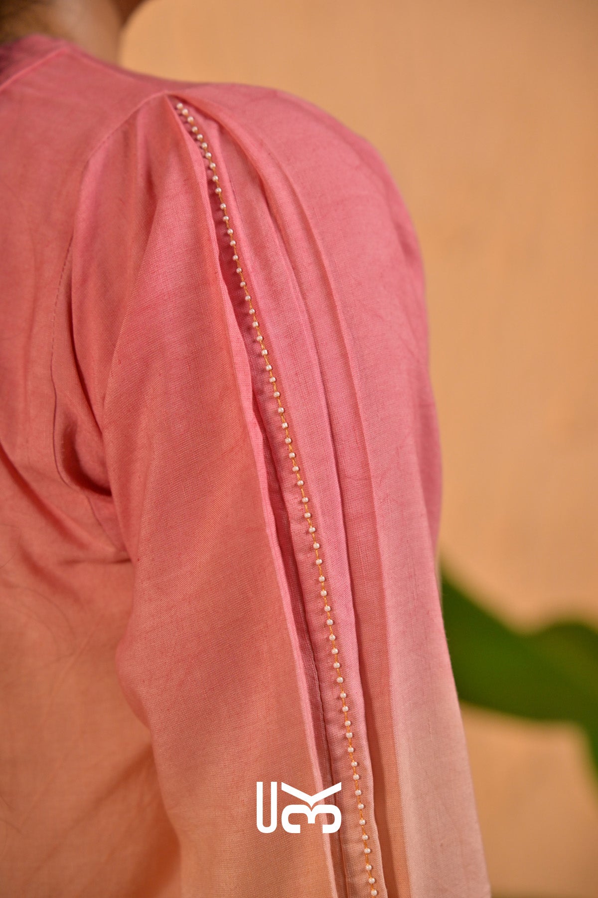 Peach Pankh Linen Kurta Set (Dress) in Ombre