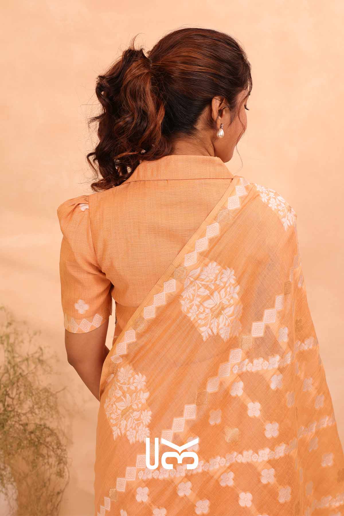 Peach Bloom|Peach Jamdani Muga Silk Kurta Set