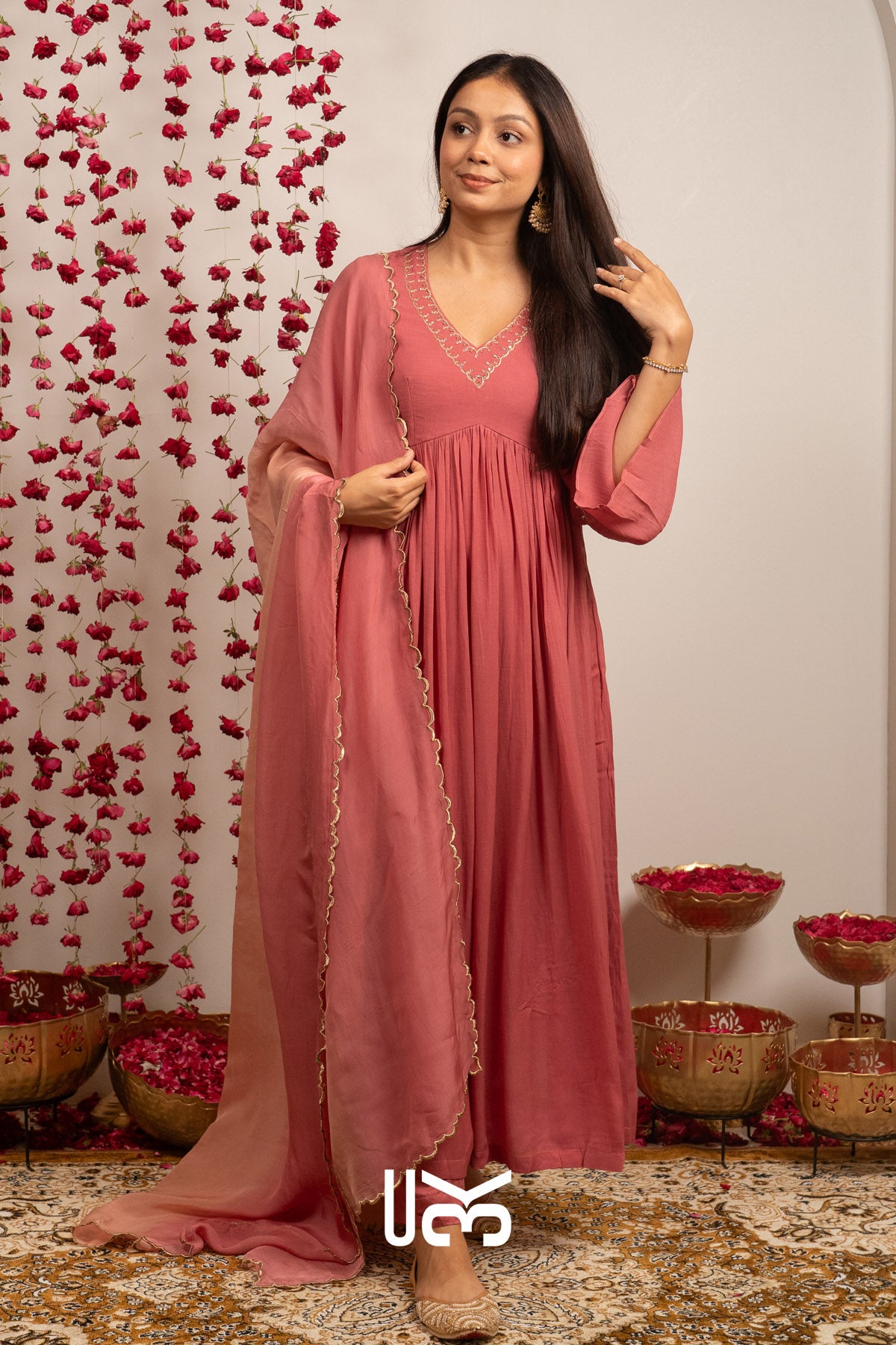 Gulabjal Kurta Set (Dress) in Pink