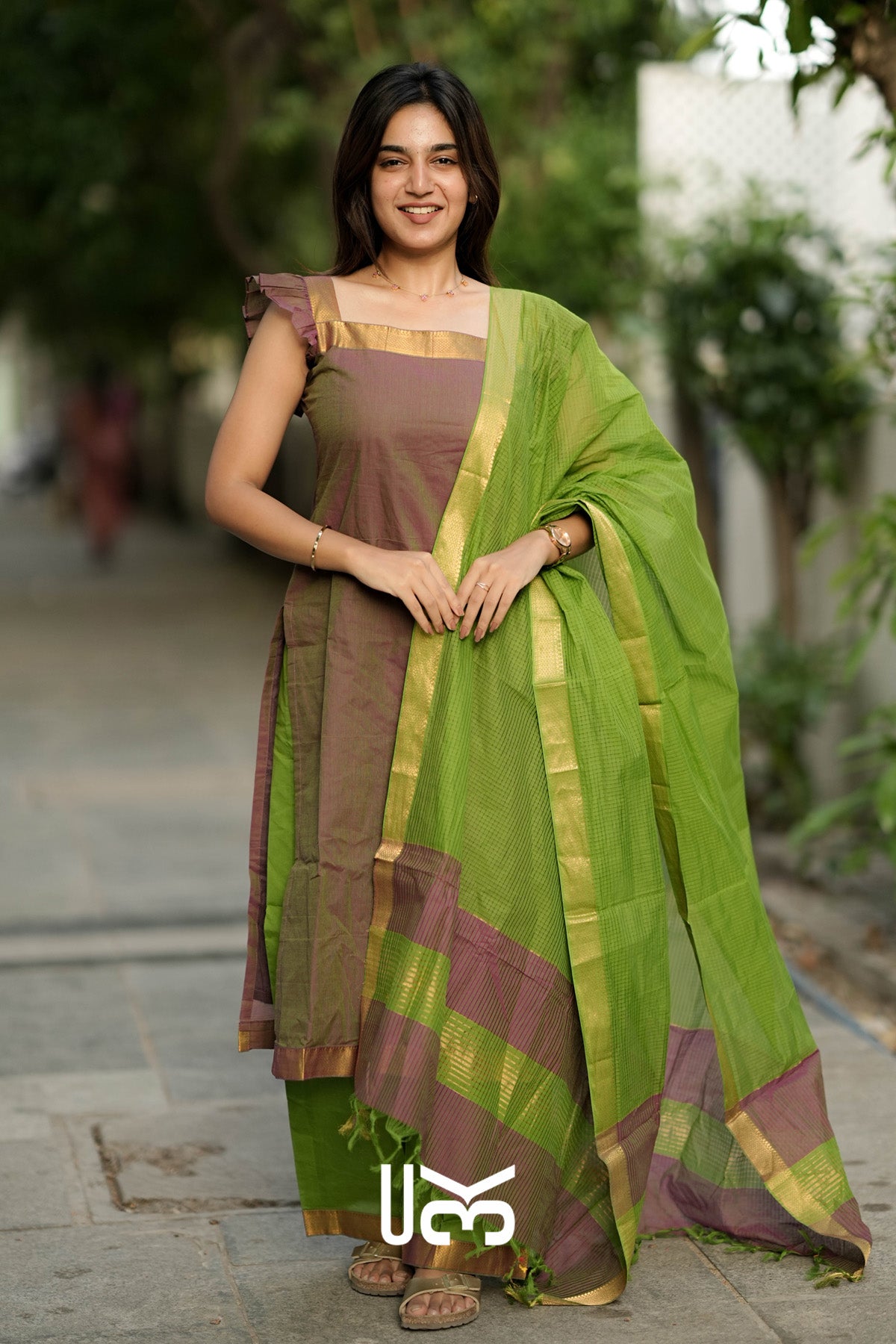Prakriti Handloom Kurta set (Dress) In Olive green