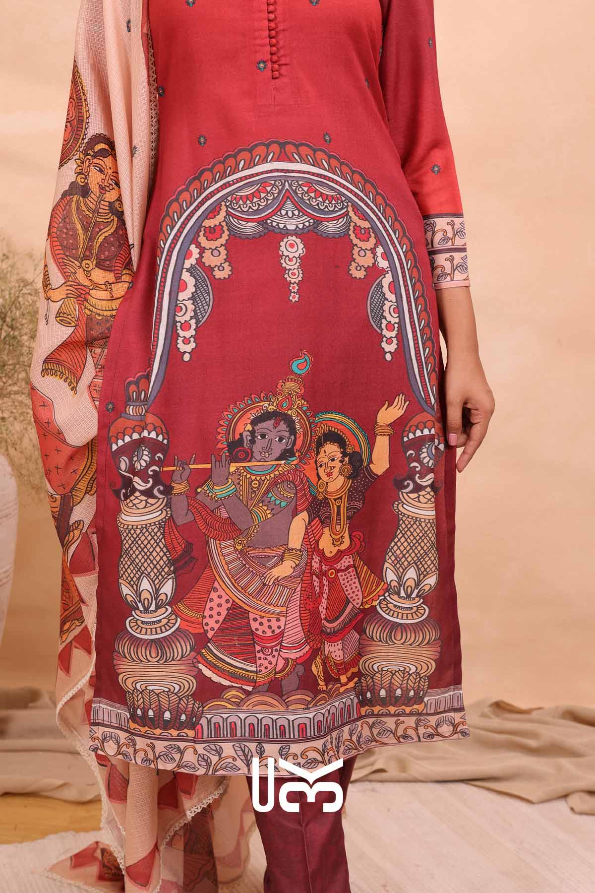 Rangriti | Pink cotton Kalamkari Print Kurta Set
