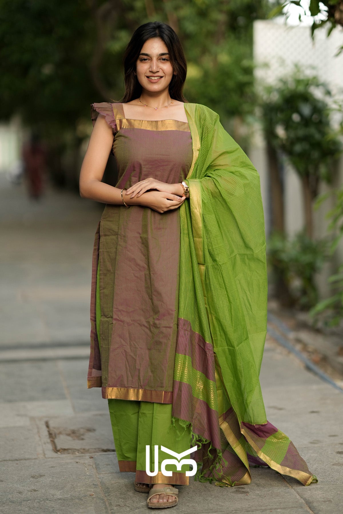 Prakriti Handloom Kurta set (Dress) In Olive green