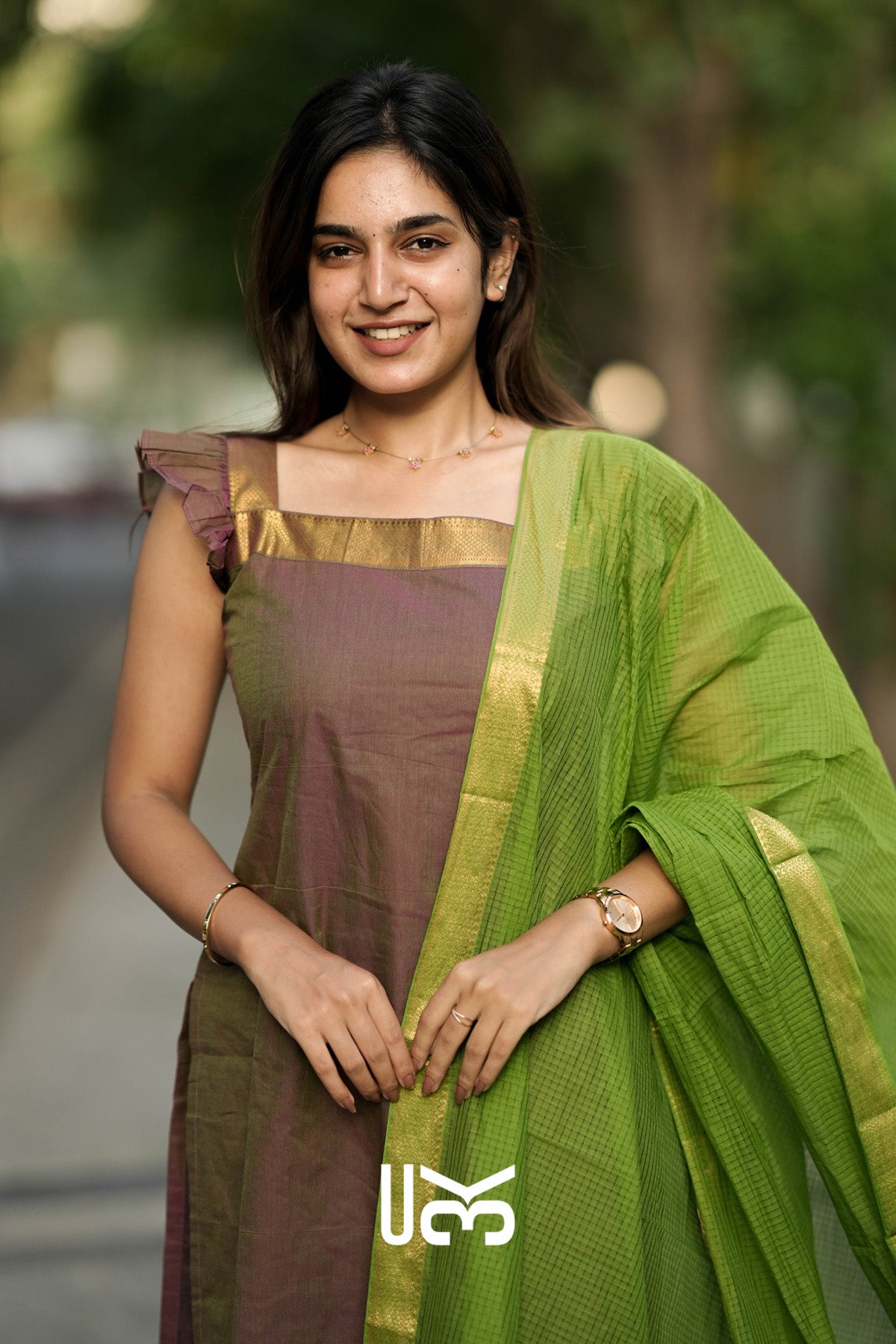 Prakriti Handloom Kurta set (Dress) In Olive green