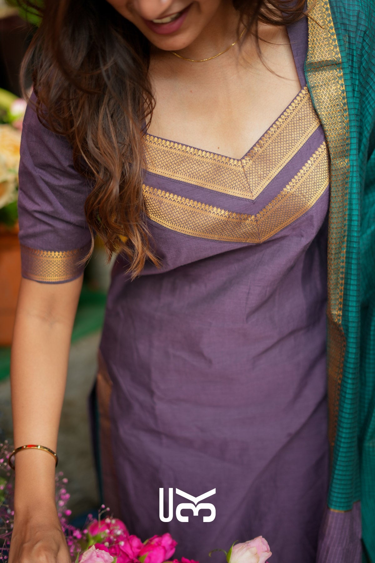 Devi Handloom Kurta set (Dress) In Greyish Purple