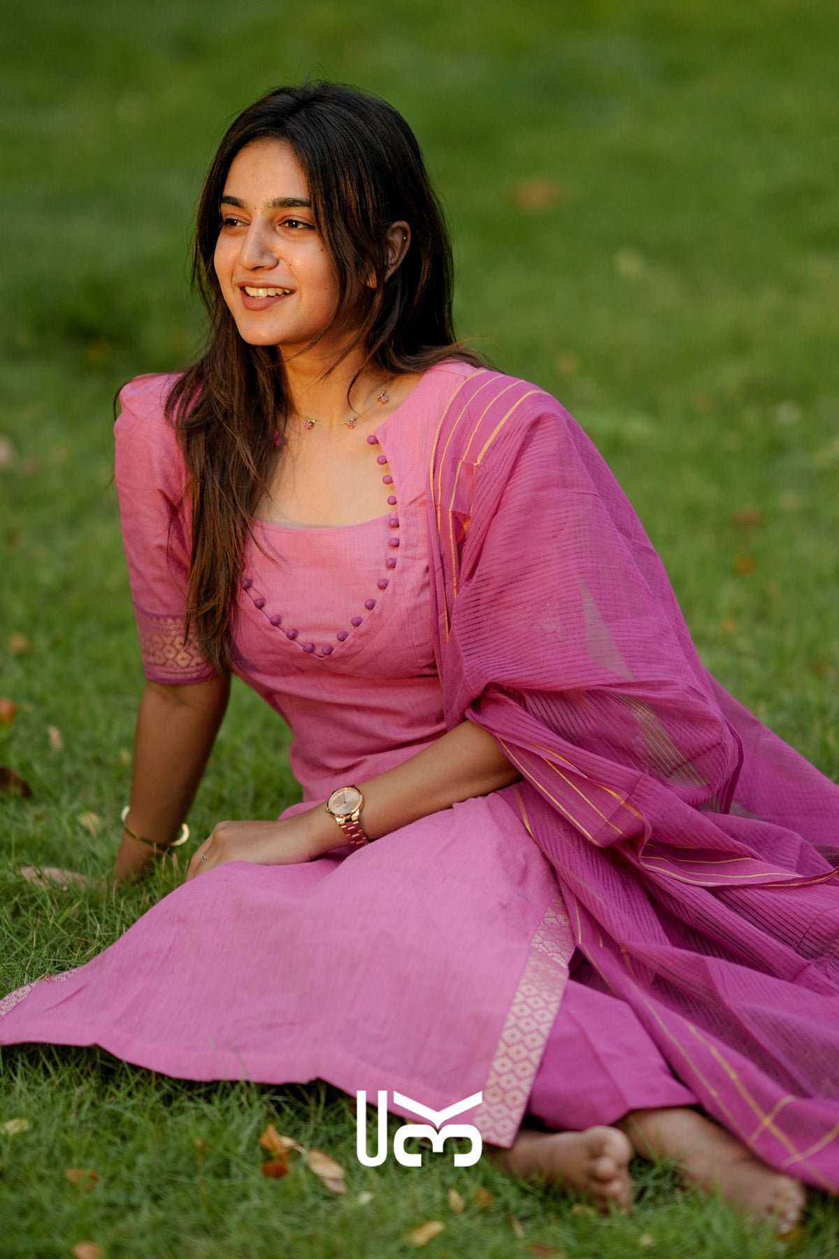 Tharuni Handloom Kurta set (Dress) In Pink