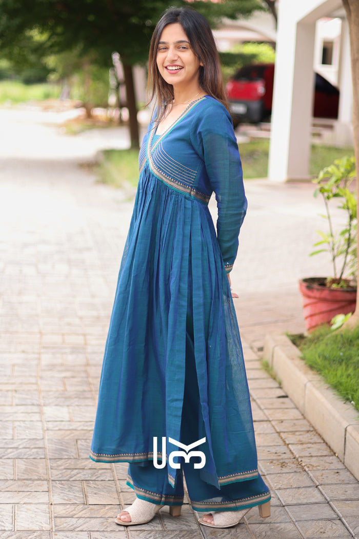 Mohana Kurta Set in Peacock Blue