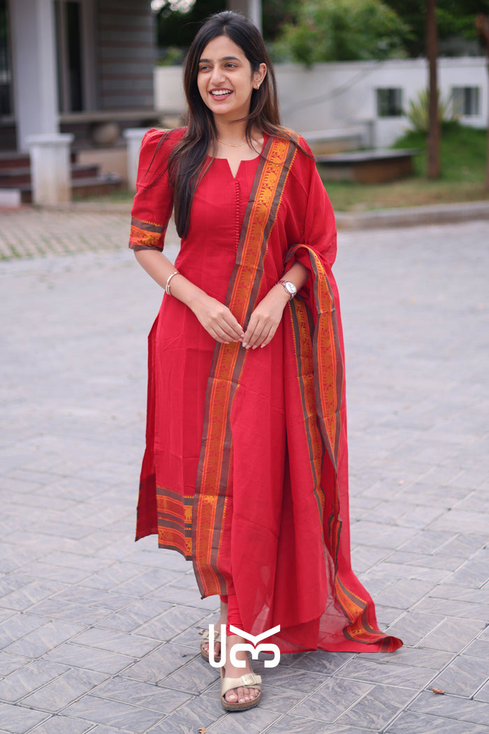 Rushika Kurta Set in Red