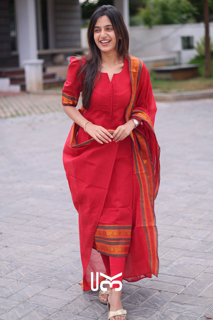 Rushika Kurta Set in Red