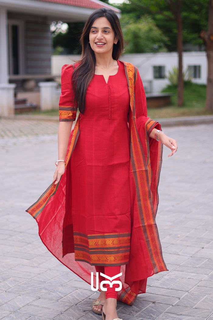 Rushika Kurta Set in Red