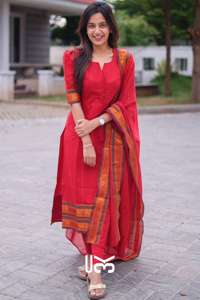 Rushika Kurta Set in Red