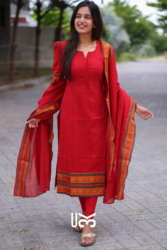 Rushika Kurta Set in Red