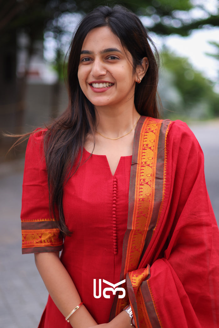 Rushika Kurta Set in Red