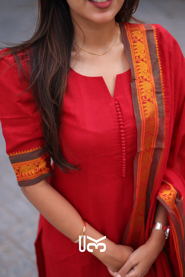 Rushika Kurta Set in Red