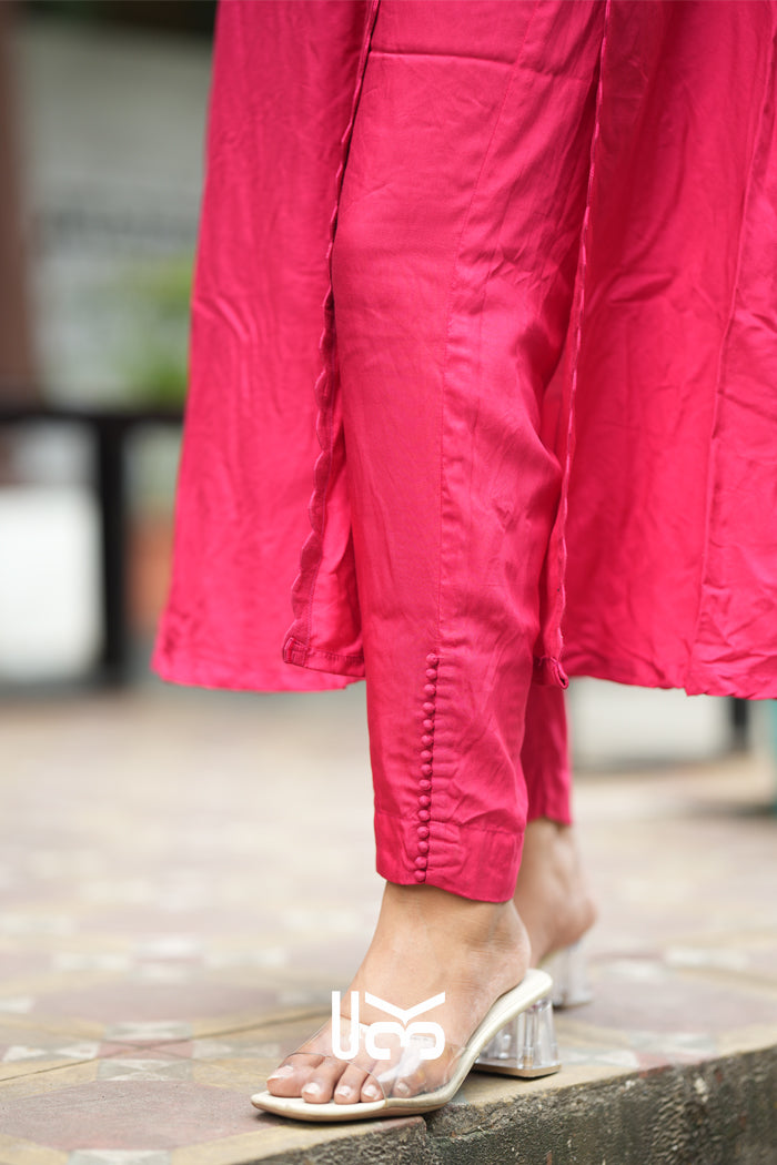 Rasha Kurta Set in Raspberry