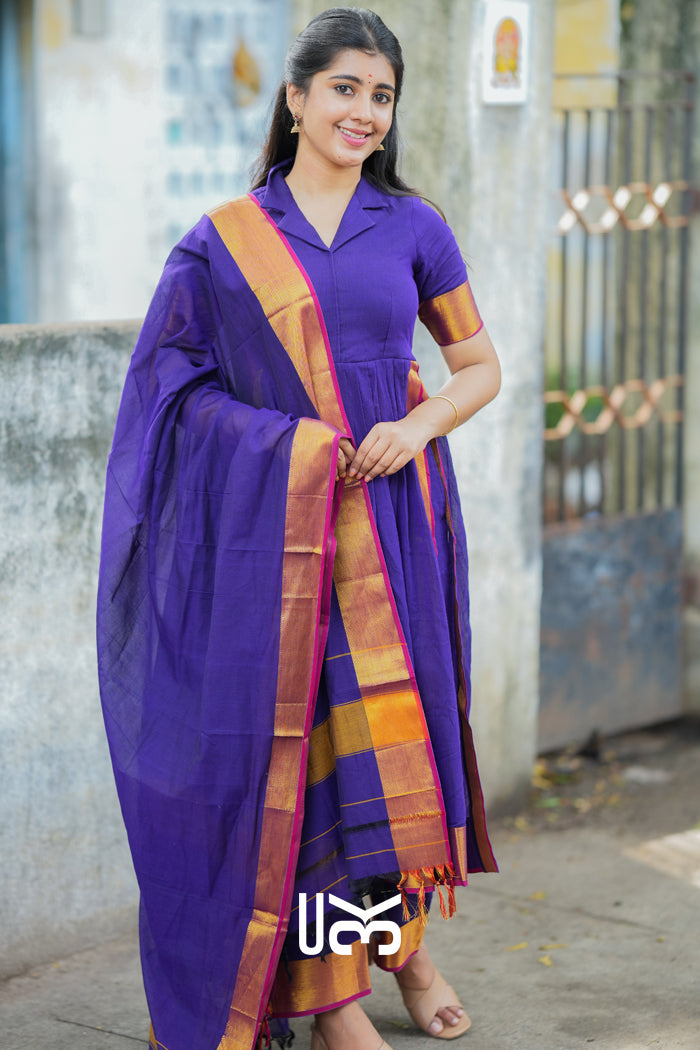 Paridhi Handloom Suit Set in Purple