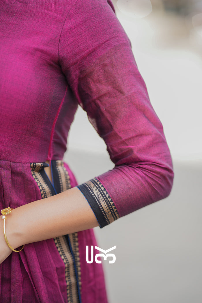Kasturi Handloom Kurta Set in Maroon