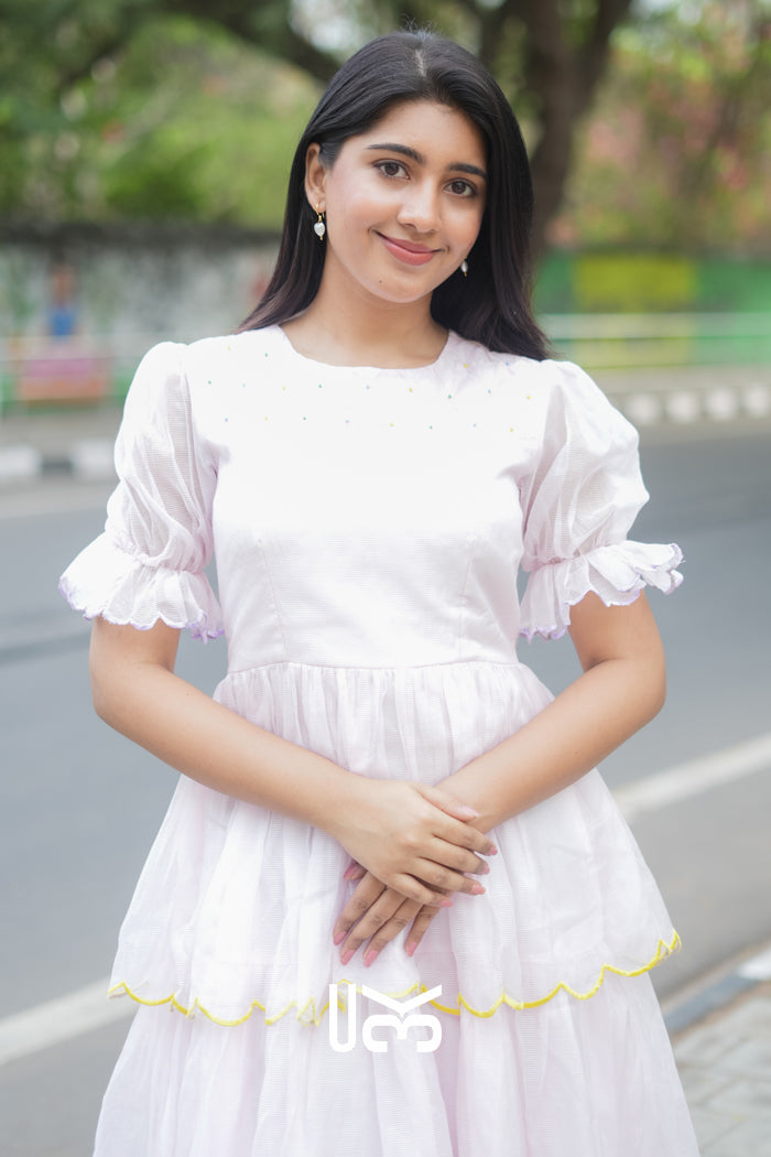 Rosava Kota Doria Midi (Dress) in Baby Pink