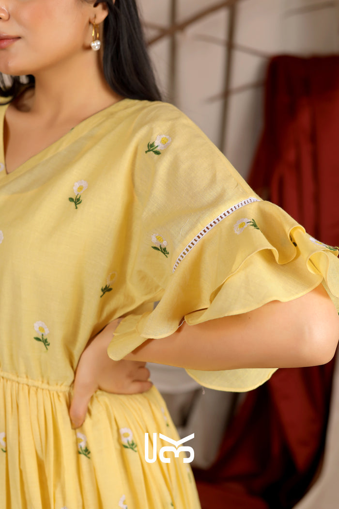 Lemony Summer Midi (Dress) in Vanilla Yellow