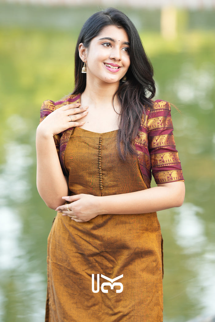 Barkha Kurta Set in Ochre Yellow