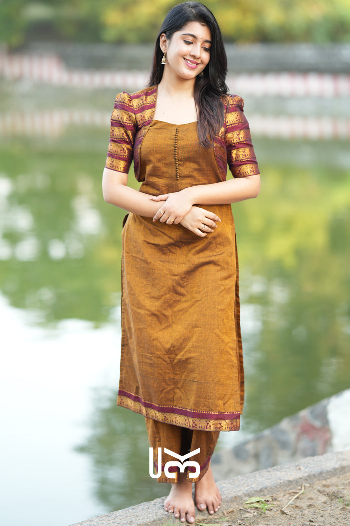 Barkha Kurta Set in Ochre Yellow