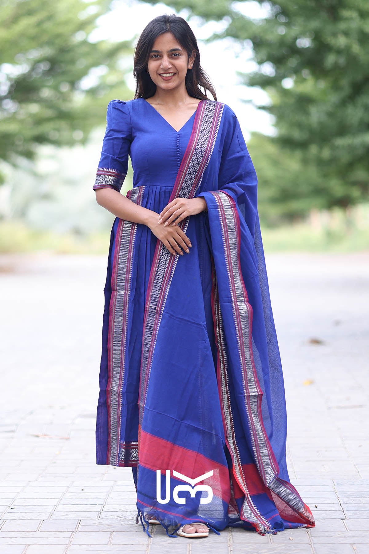 Poorva Blue Handloom Suit Set