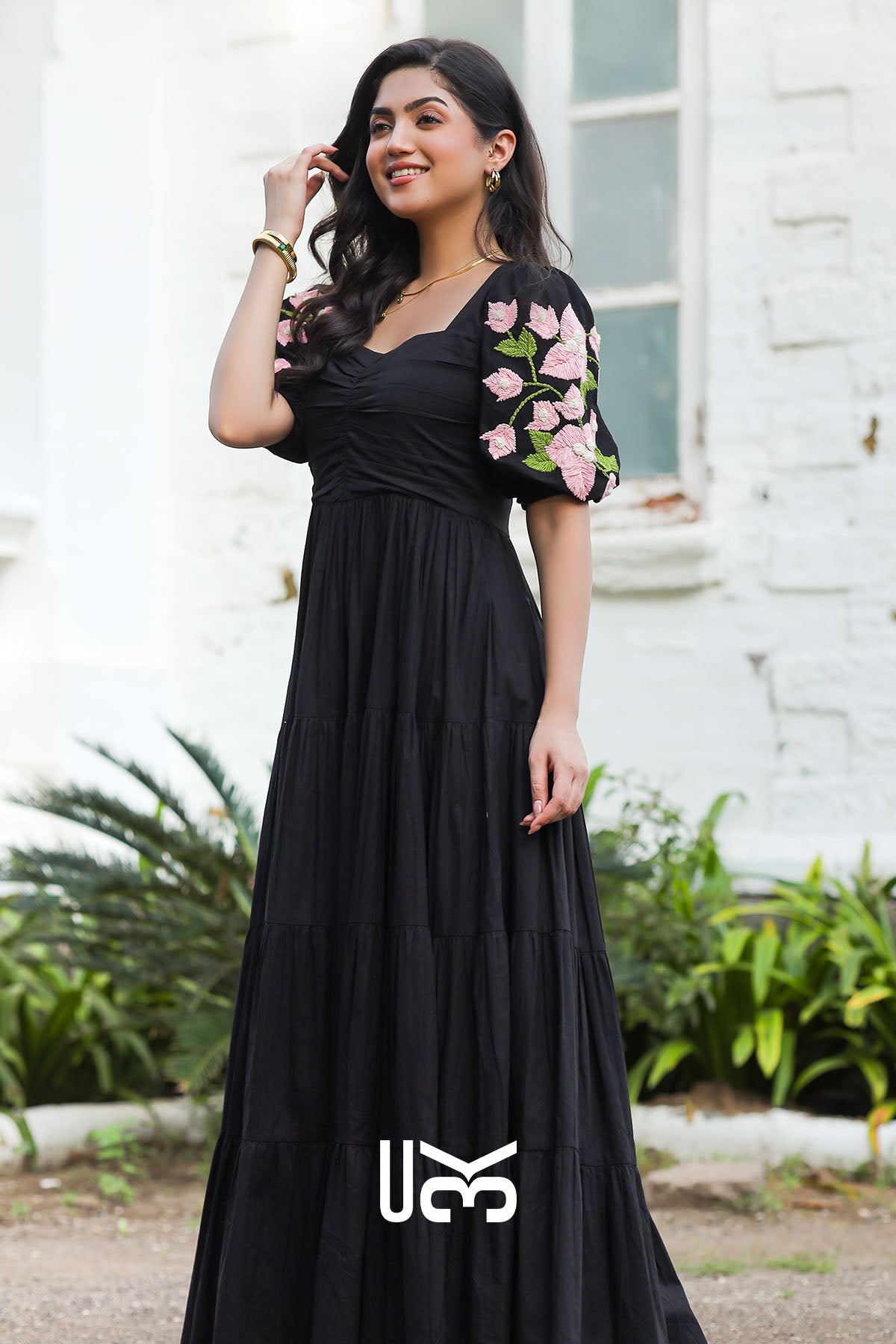 Bougainvillea Black Maxi Dress