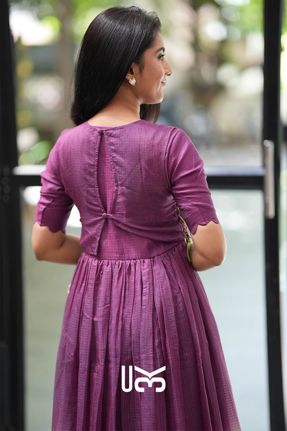 Zariya Magenta Kota Midi Dress