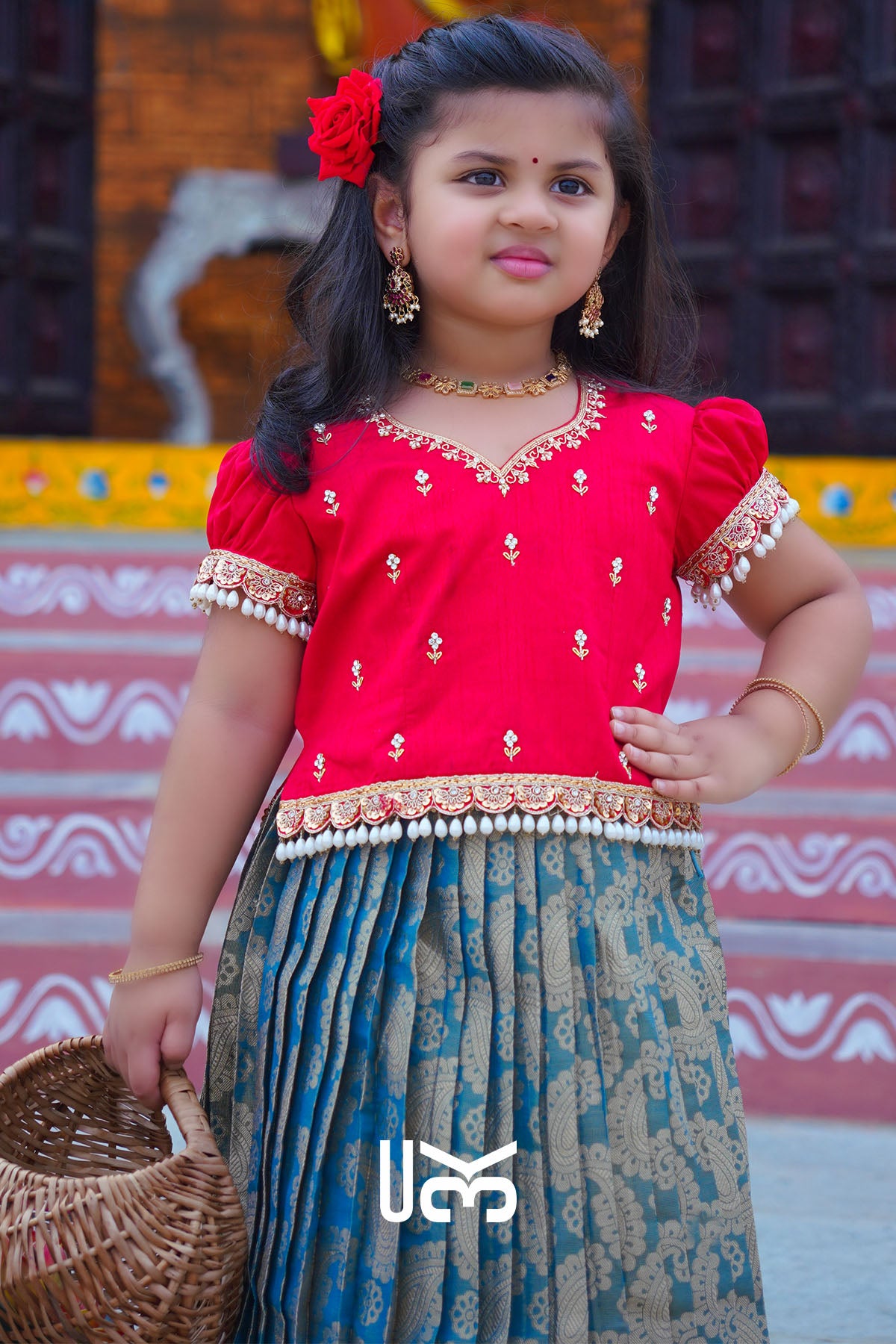 Baby Pihu Red Lehenga Set