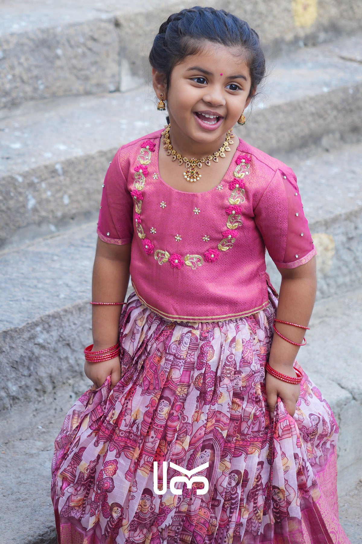 Baby Saanvi Lehenga Set in Pink