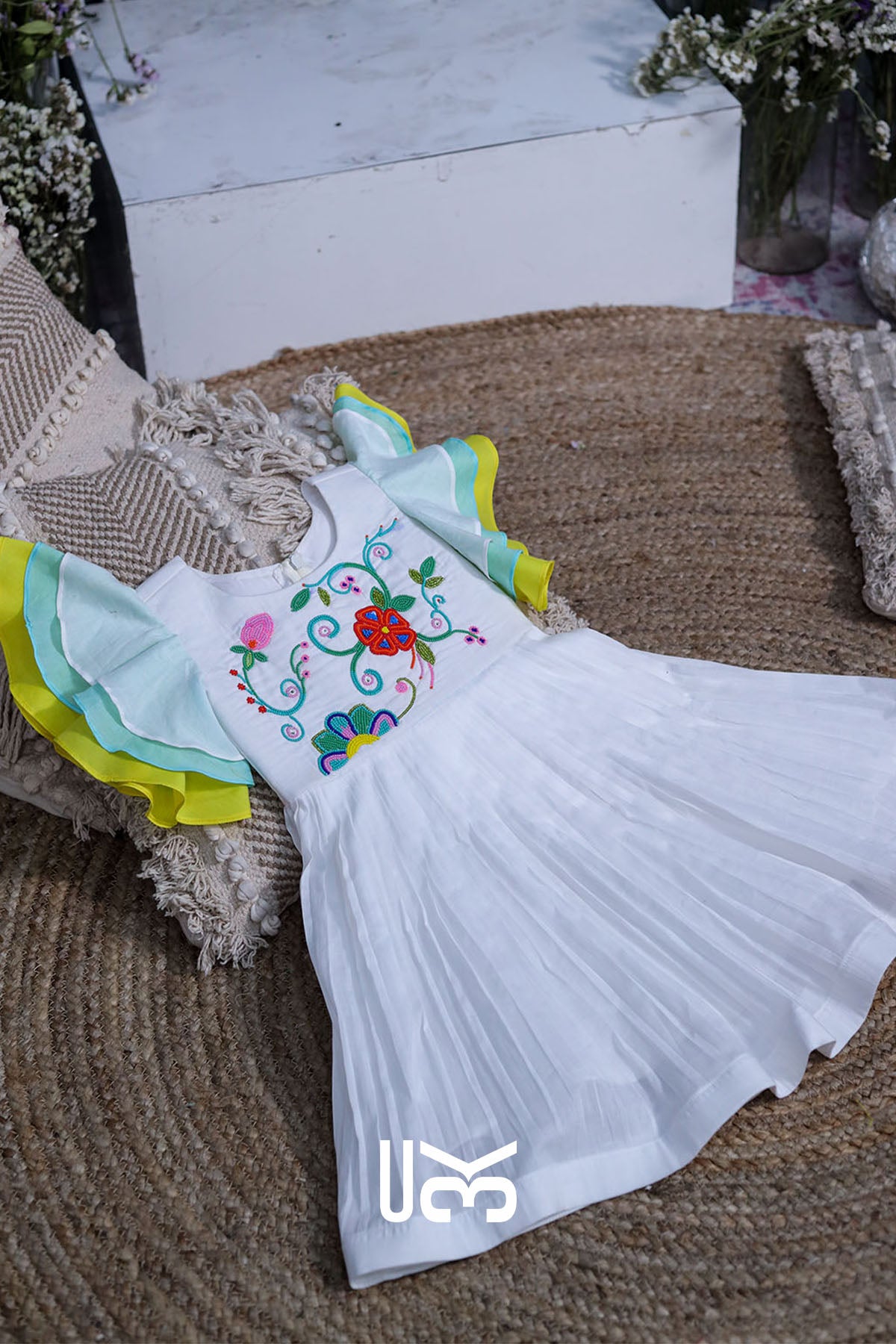 Baby Sun Cotton Frock in White