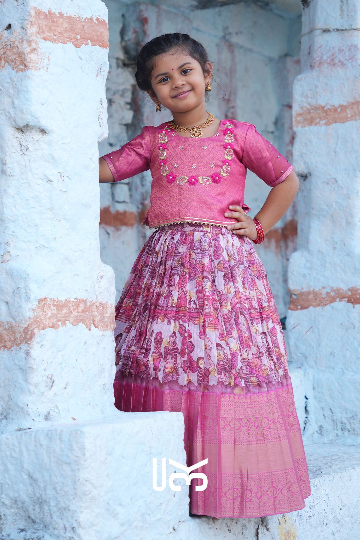 Baby Saanvi Lehenga Set in Pink