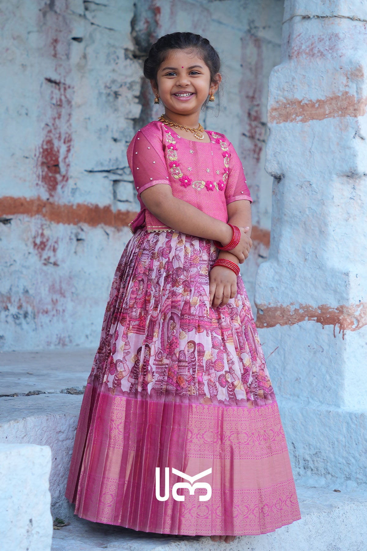 Baby Saanvi Lehenga Set in Pink